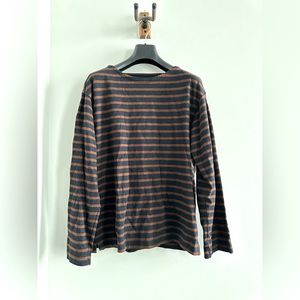 Banana Republic - Heritage Collection - Long Sleeve Blue and Orange Boxy Tee